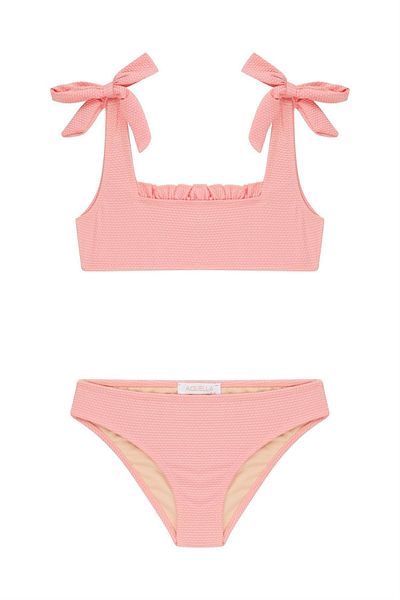 AQUELLA Girl's Ruffle Detailed Lace-up Bikini Set