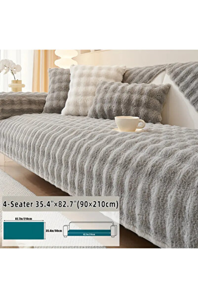 TWENTY HOME Tavşan Tüyü Açık Gri Koltuk Kanepe Örtüsü