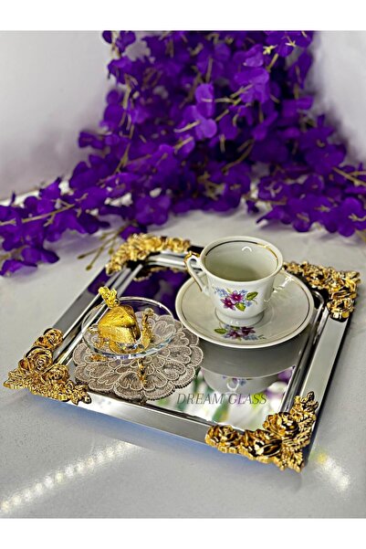 Aymin Kristal 6'lı Çay & Kahve & Sunum Tepsisi