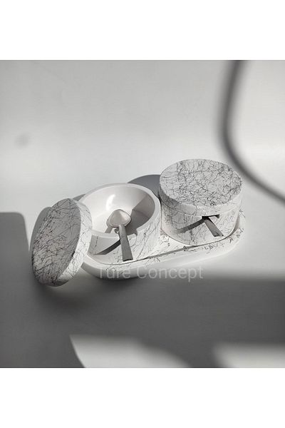 Ture Concept طقم وعاء ملح وفلفل فضي مفصل