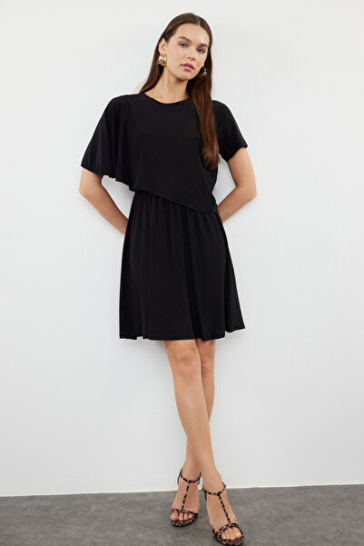 Συλλογή Trendyol Εύκαμπτο Μαύρο Διπλό Μανίκι Νυχτερίδας TWOSS24EL00976