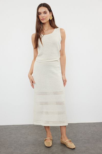 Trendyol Collection Knitwear Stone Colored Top and Bottom Set - TWOSS24AU00147