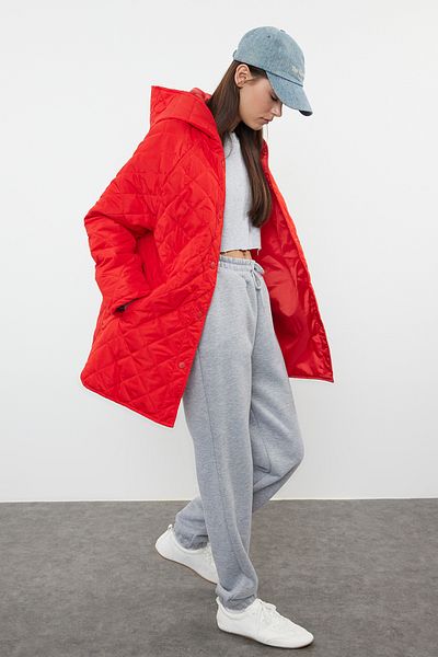 Red puffer jacket bershka top