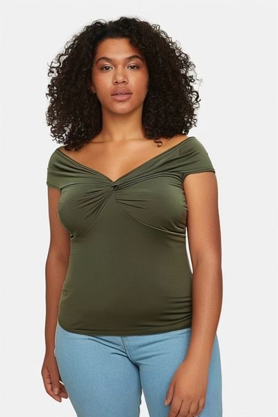 Plus size khaki top hotsell