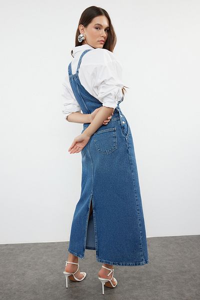 Trendyol Collection Salopet Maxi Μπλε Τζιν Φόρεμα - TWOAW25EL00084