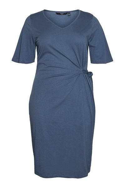 Veromoda Curve VMCPINA 2/4 BLK V-NECK RUNNING DRESS - JRS CUR
