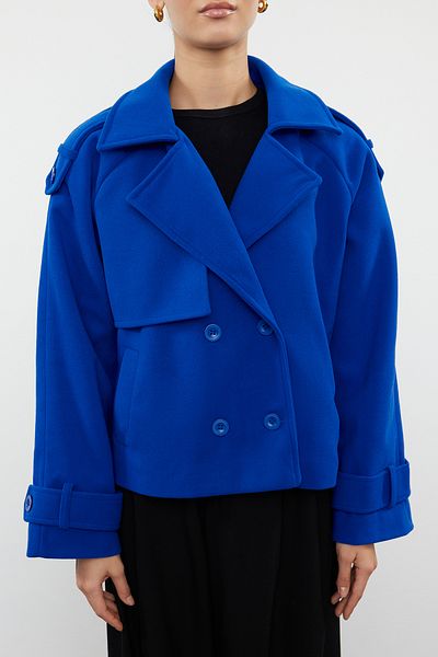 Trendyol Collection Wide Cut Crop Stamp Coat - Saks TWOAW24KB00026