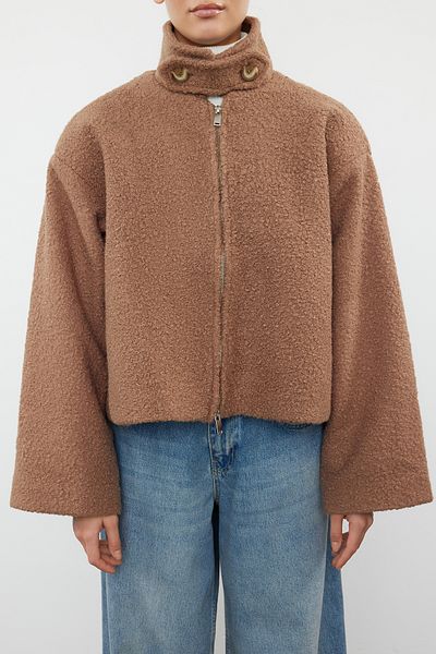 Trendyol Collection Mink Collar Boucle Thin Jacket - TWOAW25MO00086