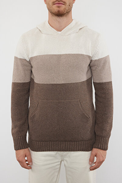 Trendyol Collection Регулярний светр Yunlu з капюшоном у клітинку в кольорі екрю TMNAW22KZ0822