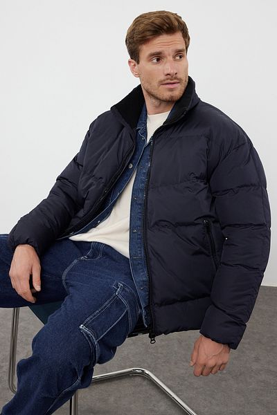 Trendyol Collection Oversize bunda Navy Blue Puffer - Ribstop, TMNAW25MO00009