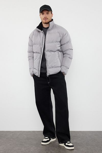 Trendyol Collection Oversize Grey Puffer Jacket - Ribstop, TMNAW25MO00009