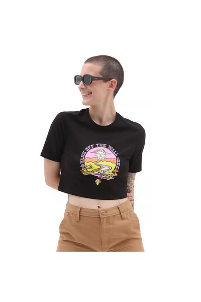 Vans Tricou negru pentru femei Resort Mix Cropped