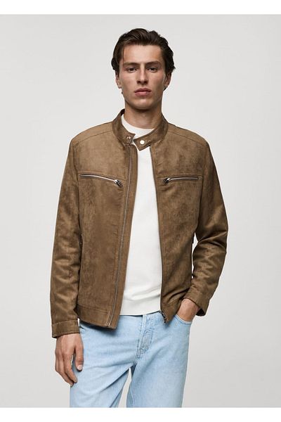 MANGO Man Παλτό με φερμουάρ Suede Look