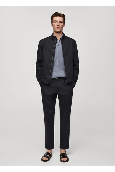 MANGO Man Stretch βαμβακερό μπουφάν με φερμουάρ