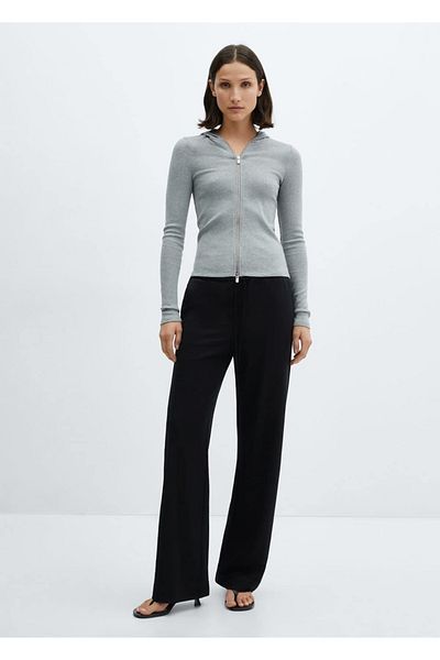 MANGO Woman Elastic Waist Wide Leg Trousers