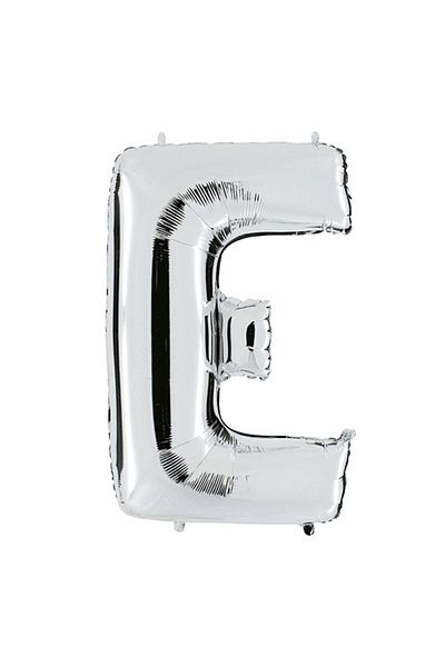 HBK Partidolu Letter E Foil Balloon 100 Cm Silver