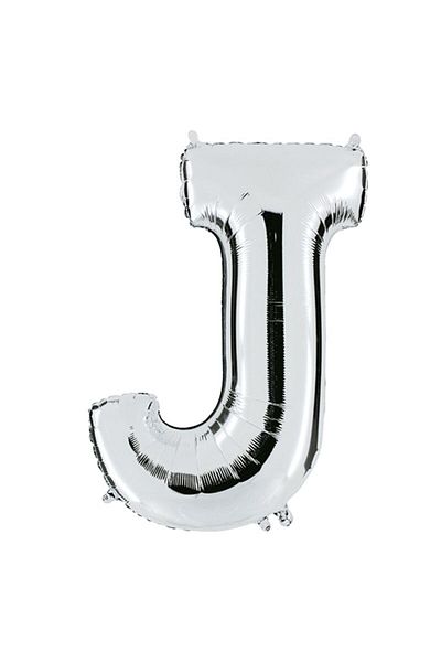 HBK Partidolu Letter J Foil Balloon 100 Cm Silver
