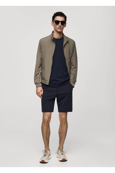 MANGO Man Technical Fabric Drawstring Bermuda Shorts
