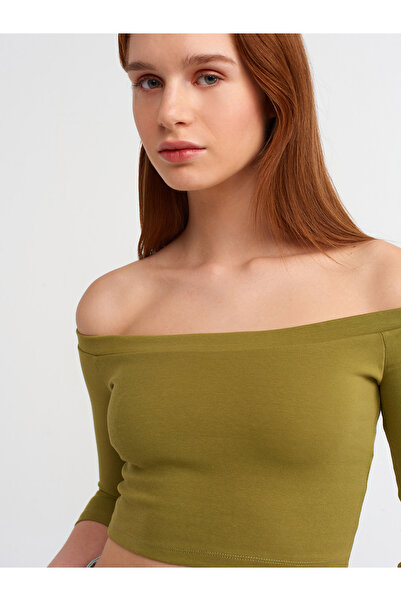 Dilvin 30937 Off Shoulder Ball-Khaki
