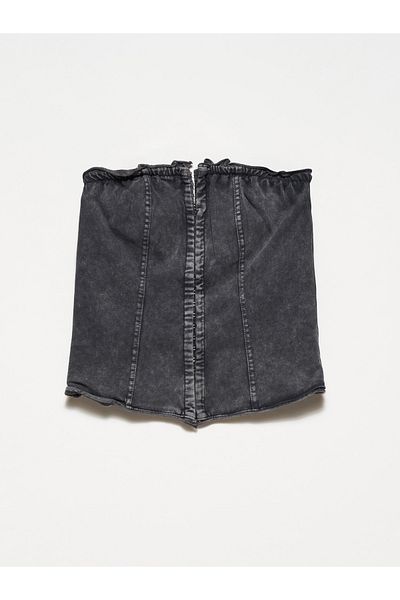 Dilvin 20662 Washed Corset Top-Anthracite