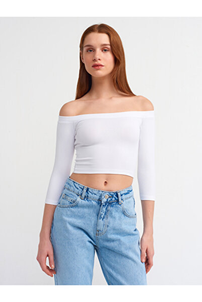 Dilvin 30937 Off Shoulder Top-White