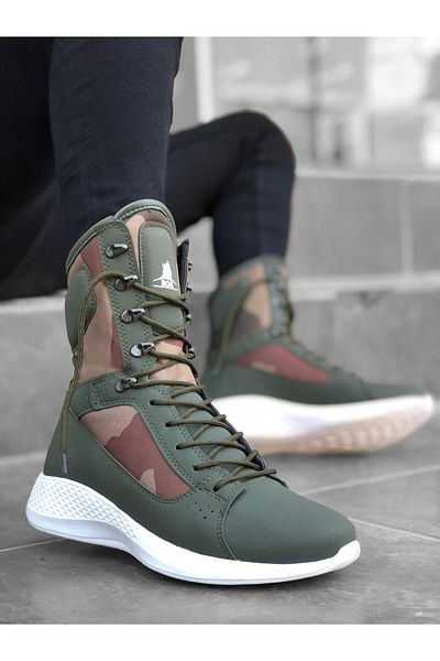 BOA BA0600 Unisex Khaki Camouflage Boxer Sports Boots - Lace-up