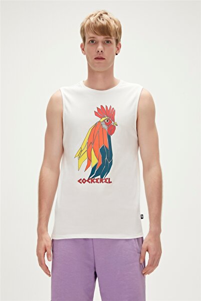 Bad Bear Cockerel Tank-top Off-white White Printed Men's Athlete