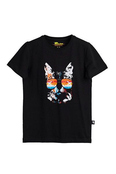Bad Bear تي شيرت رجالي مطبوع باللون الأسود للأطفال