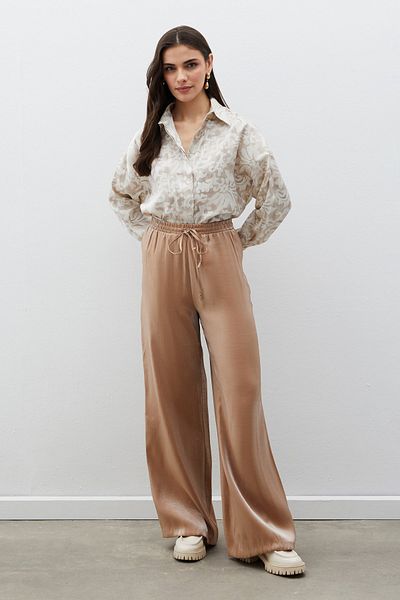 Sateen Pantaloni CAMEL strălucitori - Talie elastică