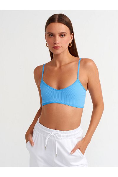 Dilvin 3714 Model Sling cu decolteu în V Sling Blue Bra