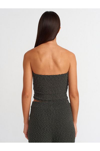 Dilvin 10575 Model Strapless Khaki Knitwear Top