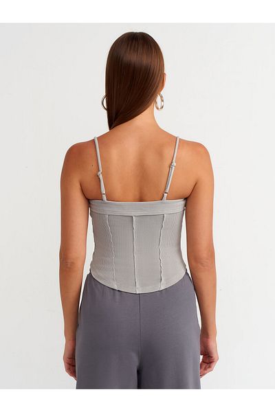 Dilvin 20794 Light Gray Crop Top with Straps