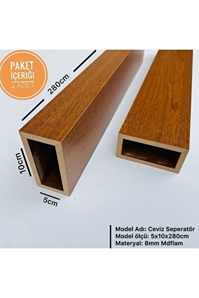 DekorVar Ceviz (4 ADET) 5cm X 10cm X 280cm Seperatör / Bölme