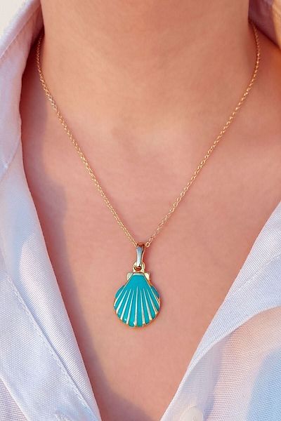 PlnDesign Women's New Season Turquoise Mussel Figured Trend Necklace