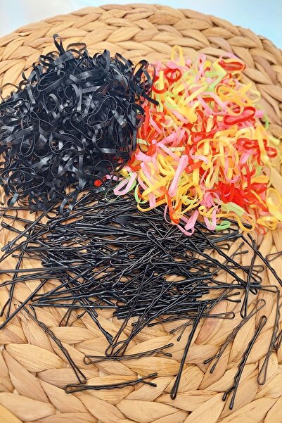 Chehra Design 500 ضفيرة شعر مطاطية و50 دبوس شعر سلكي (250 أسود، 250 ملون)