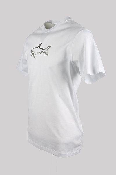 PAUL&SHARK Ανδρικό λογότυπο μάρκας Βαμβακερό κανονικό κανονικό λευκό μπλουζάκι 24411085 -010