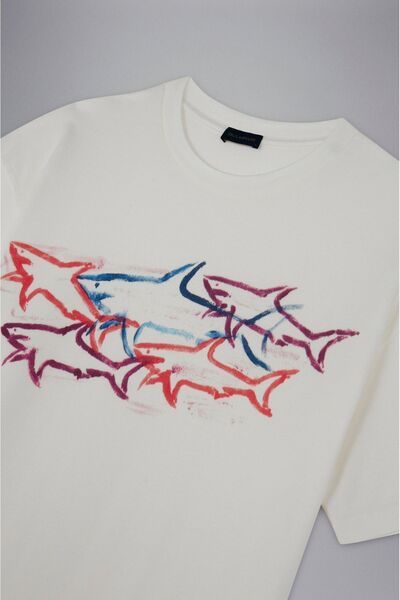 PAUL&SHARK Men's Brand Logo Detailed Crew Neck Regular Fit Ecru T-Shirt24411115-490