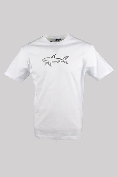 PAUL&SHARK Ανδρικό λογότυπο μάρκας Βαμβακερό κανονικό κανονικό λευκό μπλουζάκι 24411085 -010