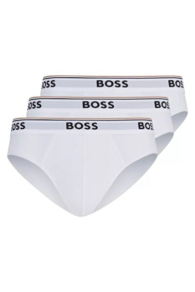 BOSS Erkek Marka Logolu Beli Lastikli Beyaz Boxer 50475273-100