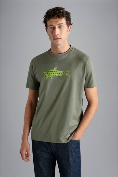PAUL&SHARK Erkek Marka Logolu Pamuklu Normal Kalıp Günlük Yeşil T-Shirt 24411...