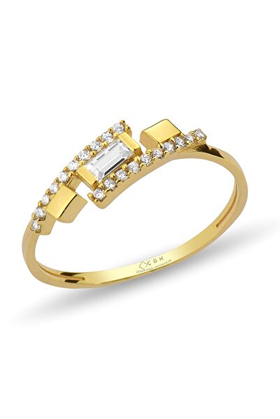 Çgk Çiğdem Gürel Kuyumculuk Baget Taşlı Minimal Altın Yüzük