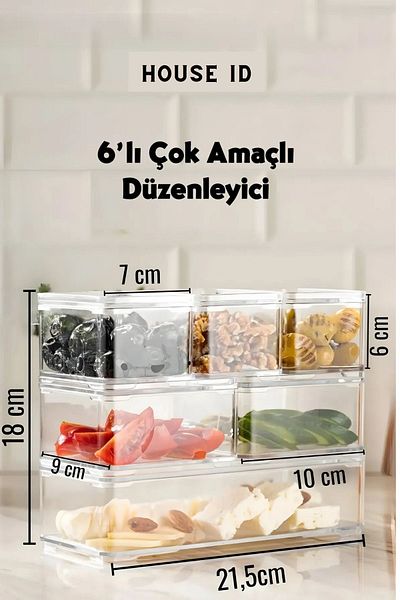 House ID 6-Piece Transparent Acrylic - Organizer and Breakfast Storage Container