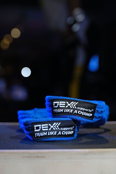 Dex Supports Lasting Energy Blue Color 8 Loop Lifting Straps - Barbell Strap 2 Pack