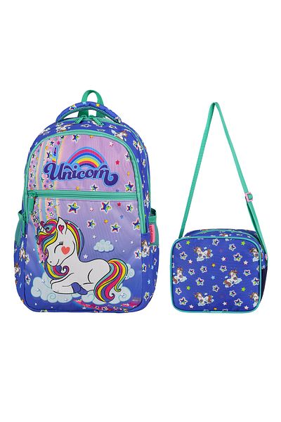 Esbuik Set de geanți de școală pentru fete cu model unicorn sezon nou - Set ortopedic de 2 (GANTĂ DE ȘCOALA + GEANT DE BOD)