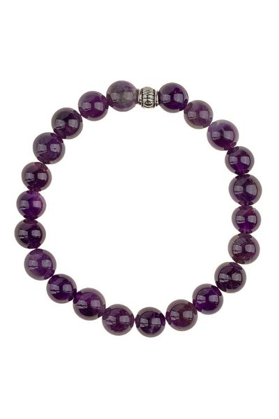 Zeynep Büyükbay 8mm Sphere Cut Natural Amethyst Bracelet