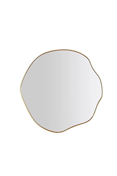 MKS Design 85x85 Gold Çerçeveli Asimetrik Duvar Dekor Aynası / Asimetrik Ayna / Konsol Aynası / Düzensiz Ayna