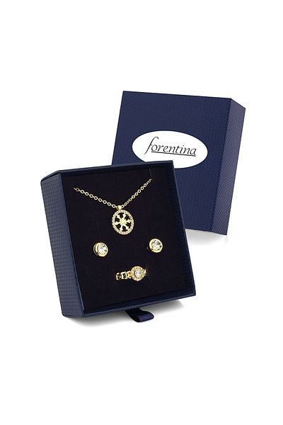 Forentina Zircon Stone Snowflake Necklace Earrings Ring Jewelry Set - Ps 250800 En