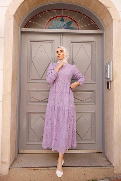 SHİROSA Long Embroidery Lace Scallop Women's Dress