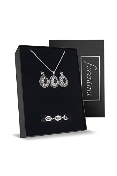 Forentina Gümüş Kaplama Otantik Kolye Küpe Bileklik Takı Seti - Ps233200tr