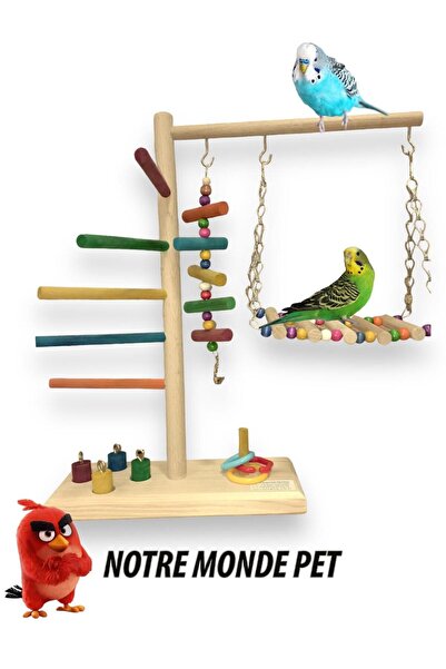 notre monde Notremondepet Ahşap Salıncaklı Kuş Tünek